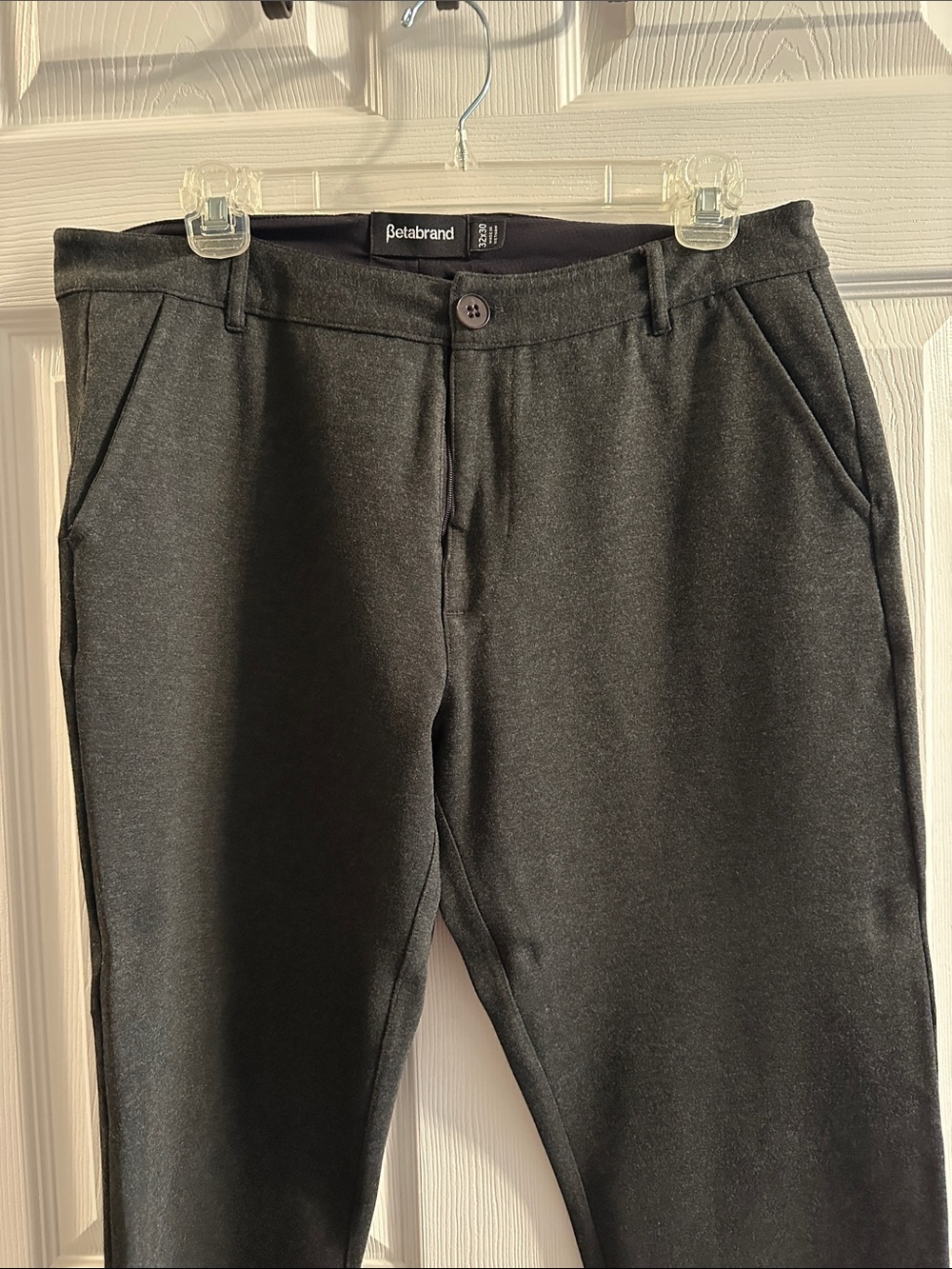 Betabrand Men’s Dark Charcoal Chino-Style Pants